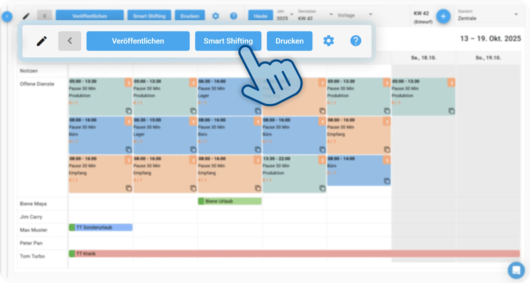 Screenshot zeigt den Button der Funktion Smart Shifting