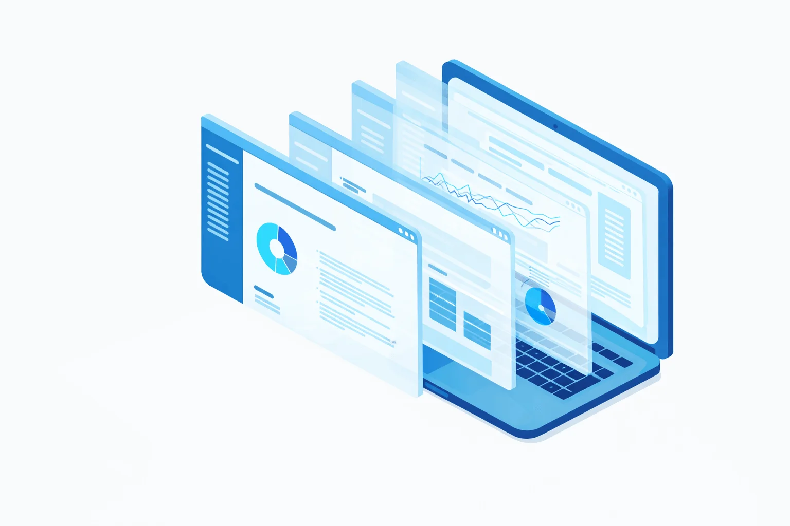 Laptop mit Verschiedenen Diagrammen und Datenansichten