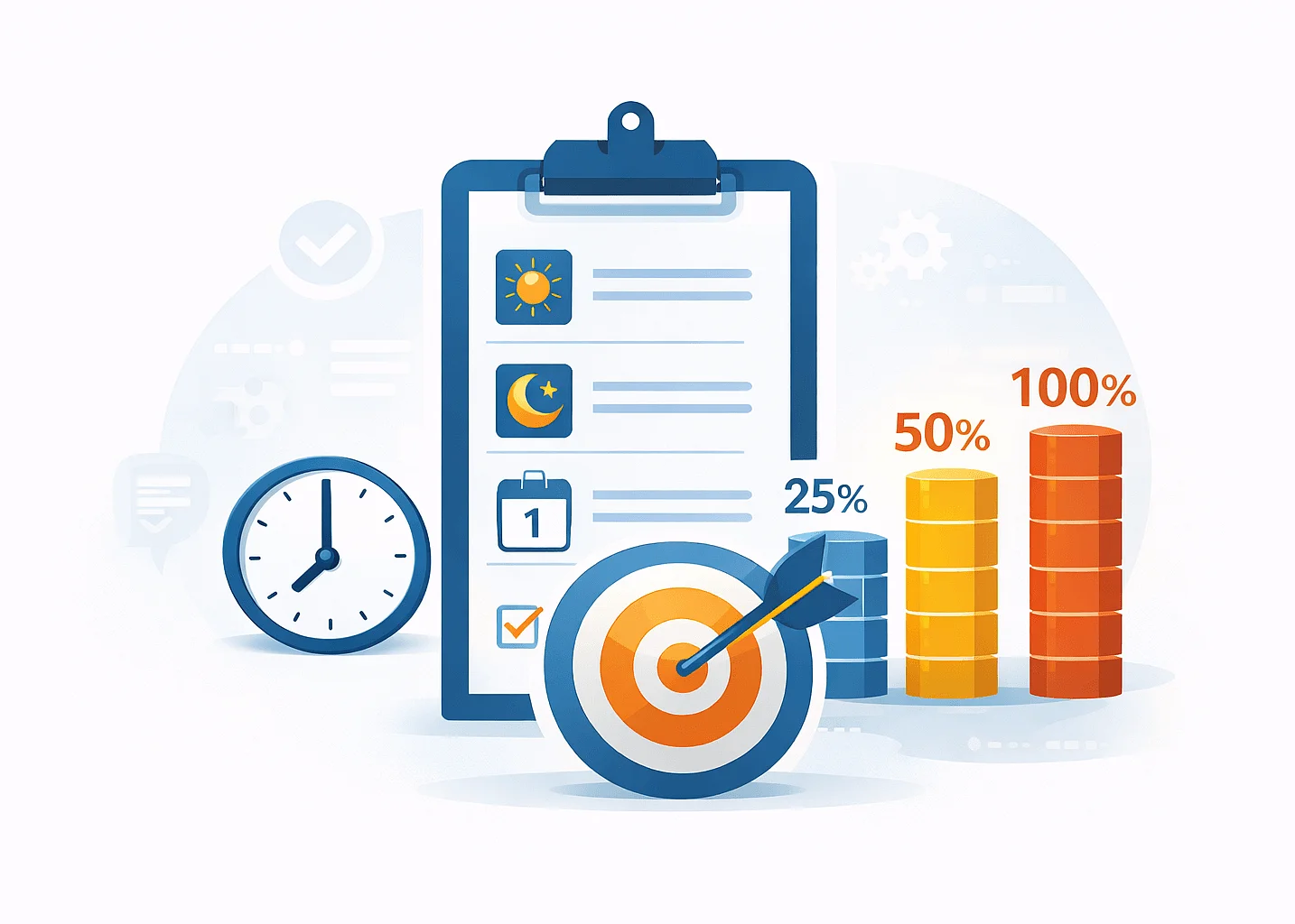 Illustration zeigt Zeitkonten und die richtige Stundenbewertung