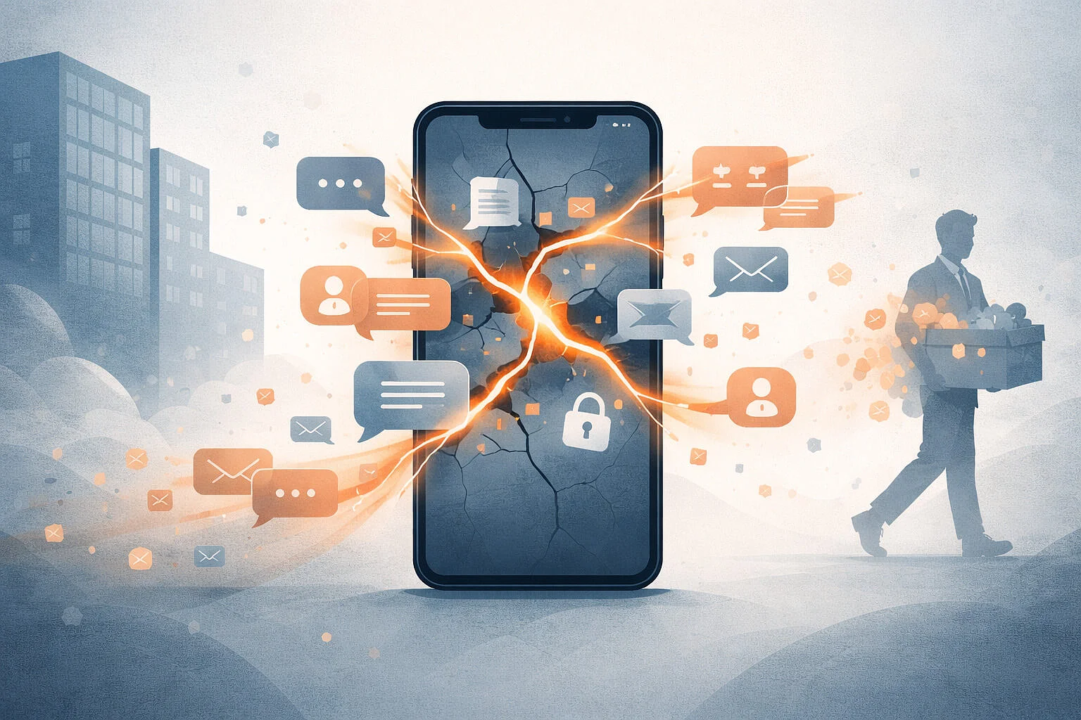 Illustration mit Smartphone und vielen Chatverläufen